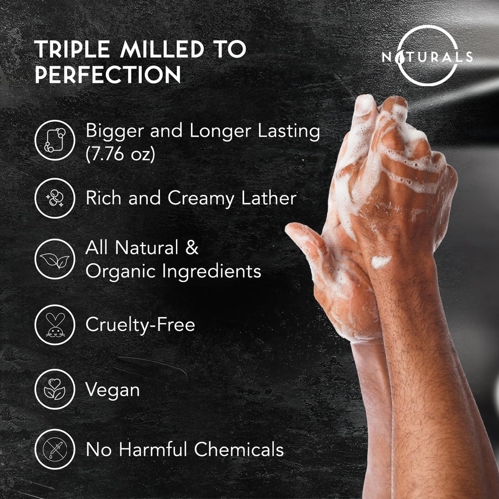 O NATURALS 7.76 oz (3PC) Exfoliating Soap Bar Cedarwood - Heavy Grit Mens Soap - All Natural Exfoliation Bar Soap for Men - Apricot Kernels Bar Soap - Face Soap Bar - Moisturizing Mens Face Bar Soap