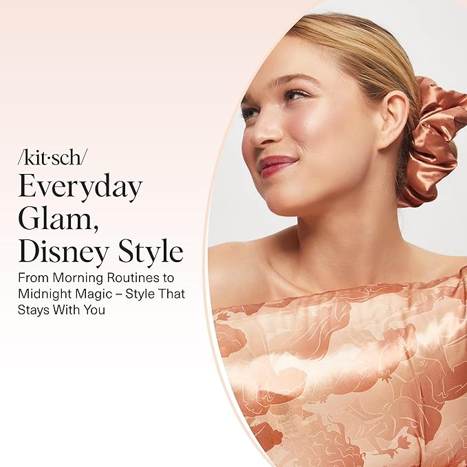 Kitsch & Disney Satin Scrunchies for Women - 2 Pcs, Desert Crown