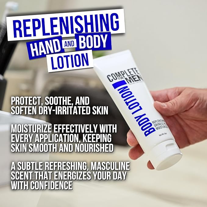 COMPLETE FOR MEN - Body Lotion for Men, for Dry Skin: Non-Greasy Hand & Body Moisturizer with Shea Butter, Aloe Vera, 24 Hour Hydration, Mens Lotion for Dry Skin