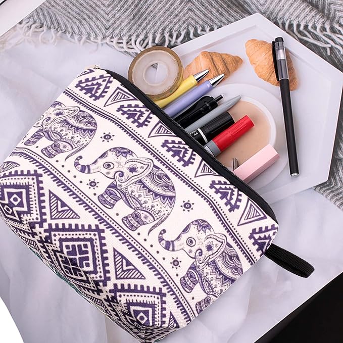 Pebarmnt Cute Animal Lovers Gifts Elephant Cosmetic Bag Makeup Pouch with Zipper (elephant)
