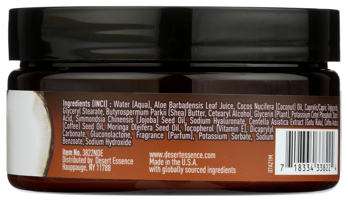 Desert Essence Coconut Body Butter 7.5oz - Hyaluronic Acid & Coffee Oil - Deeply Moisturizing and Nourishing - Moisture Rich Botanicals Coconut Oil & Moringa Oil - Helps Firm, Smooth and Hydrate