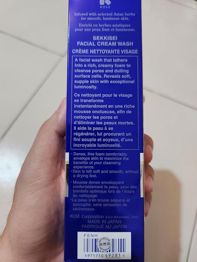 SEKKISEI Facial Cream Wash, Hydrating & Creamy Face Cleanser, Moisturizing, Gentle Foaming Formula Removes Impurities, Dead Skin Cells & Excess Oil for All Skin Types, 4.5 oz