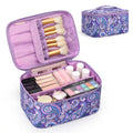 OCHEAL Makeup Bag - Portable Large Capacity Travel Cosmetic Case for Women with Handle and Divider Toiletry Organizer for Girls on the Go -Purple