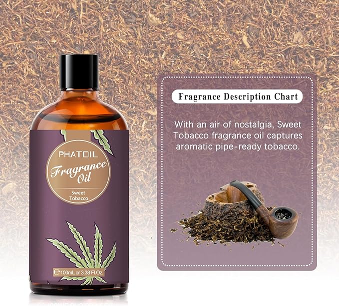 PHATOIL Sweet Tobacco Fragrance Oil for Diffuser Aromatherapy 3.38FL.OZ