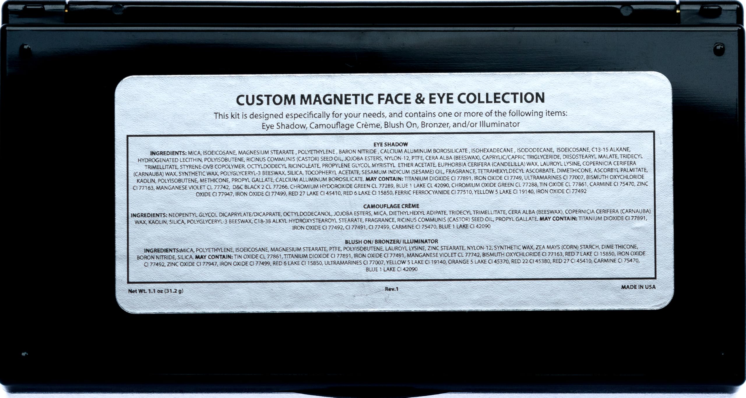 Pure Ziva Off White, Matte Medium Grey Blue, and Glitter Black Deep Navy Blue Vegan Eyeshadow Trio Palette; Talc, Paraben & Cruelty Free