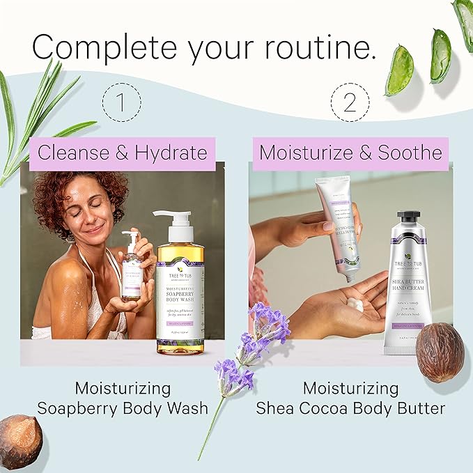 Tree To Tub Unscented Shea Butter Body Lotion for Dry Skin Fragrance Free Sensitive Skin Lotion for Women & Men - Shea Butter Hand Cream for Dry Cracked Hands Moisturizing Sensitive Skin Hand Lotion