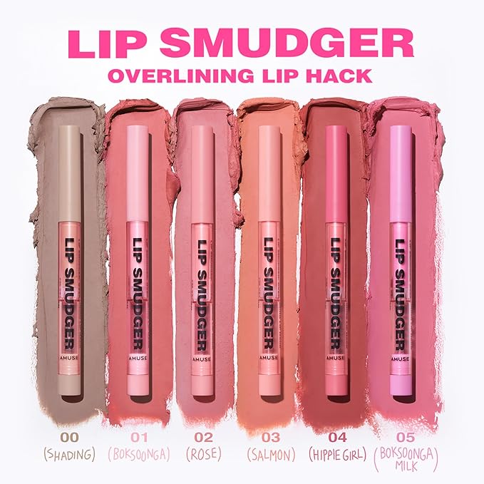 Amuse SEOUL Lip Smudger (00 SHADING) - Natural Shadow Beige, Lip Liner Pencil, Creamy Lip Contour, Smooth Velvet Texture, Matte Lipliner, Overlining Lips, Long-Lasting Wear, Vegan, Korean Beauty