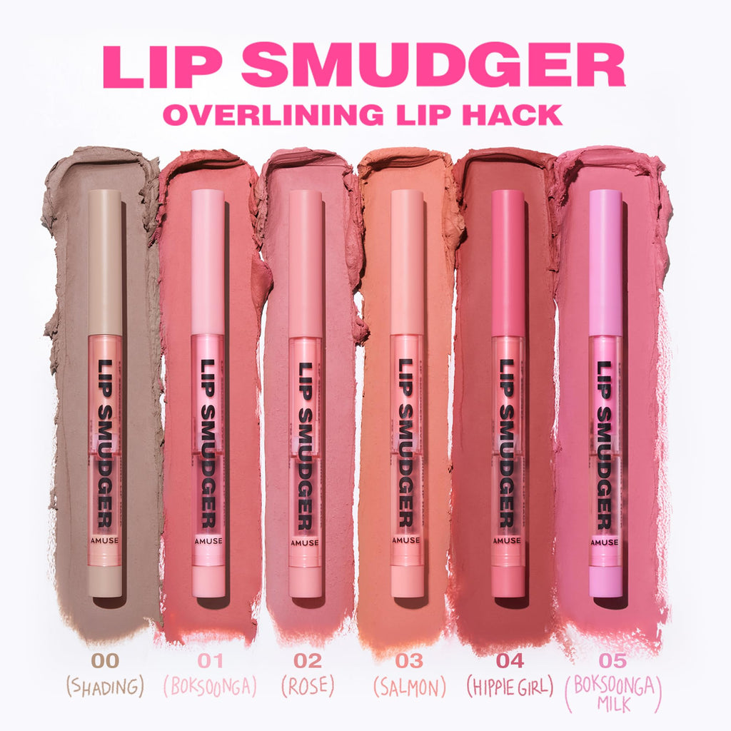 Amuse SEOUL Lip Smudger (02 ROSE) - Nude Rose, Lip Liner Pencil, Creamy Lip Contour, Smooth Velvet Texture, Matte Lipliner, Overlining Lips, Long-Lasting Wear, Vegan, Korean Beauty