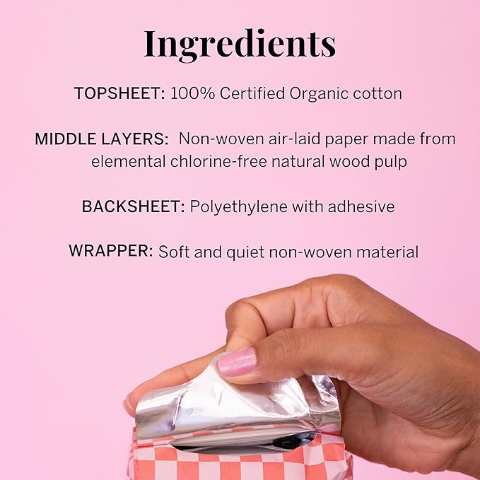 Pixie Organic Pads Ultra-Thin Extra Long Overnight Cotton Pads for Women – Maximum Absorbency with Wings – Leak-Proof, Hypoallergenic, Unscented, Postpartum – Compostable, Biodegradable – 24 Count