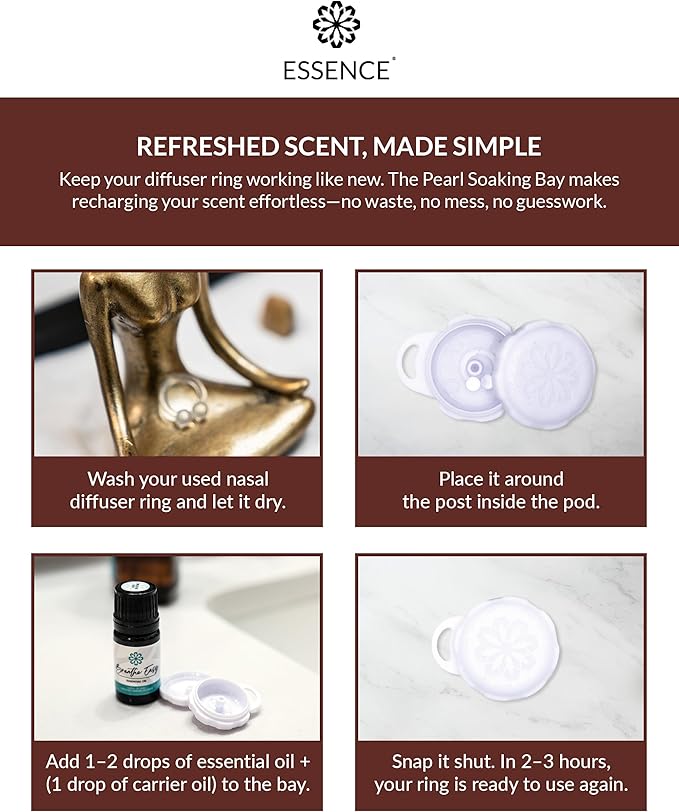 Essence Pearl Travel Case | Coffee Essential Oil | Aromatherapy Nasal Diffuser & Essential Oil Carrying Case | Invigorating Coffee & Coconut Blend | Travel-Friendly Kit | White Pod