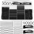 FLAREANN Black Bobby Pins Set with U Shape Pins, Spiral Pin & Snap Clips