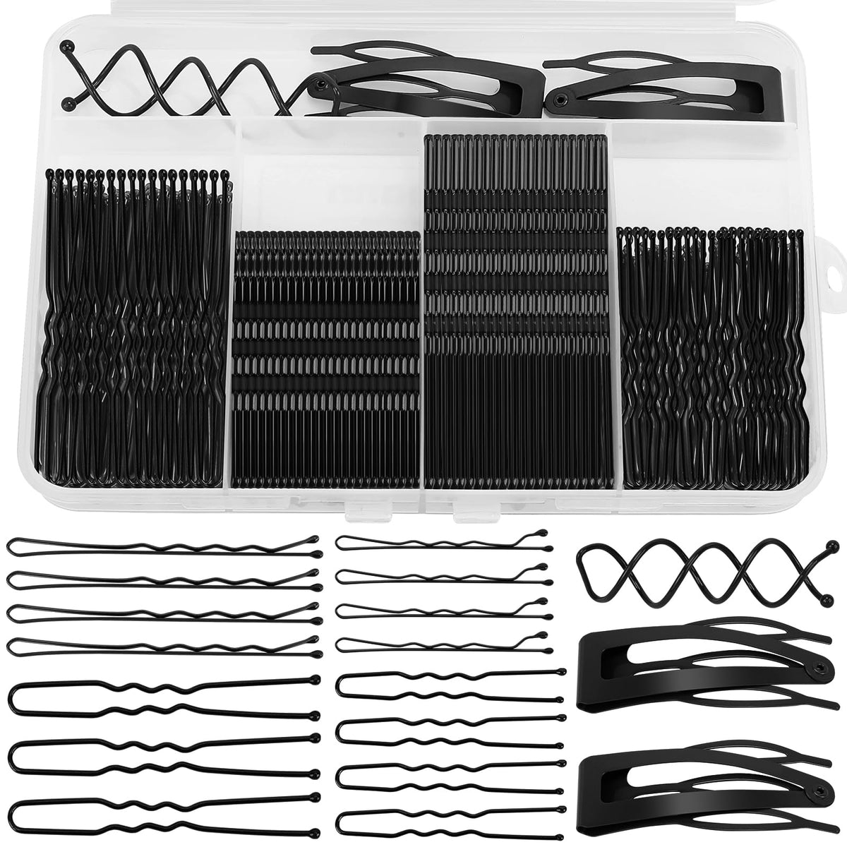 FLAREANN Gold Bobby Pins Set with U Shape Pins, Spiral Pin & Snap Clips