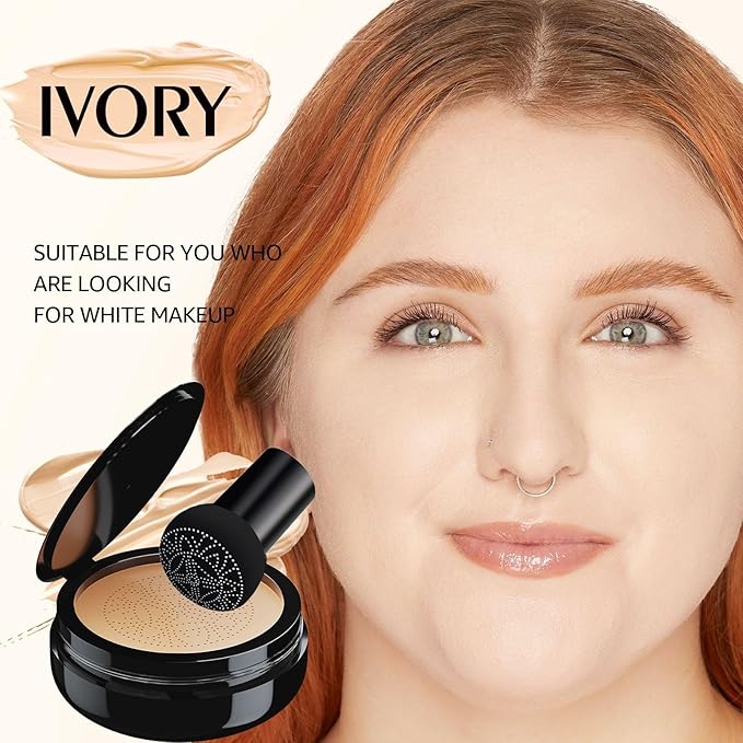 Mushroom Head Air Cushion CC Cream - Moisturizing Oil Control, Long-Lasting & Waterproof, Easy Makeup Even Skin Tone (Ivory)