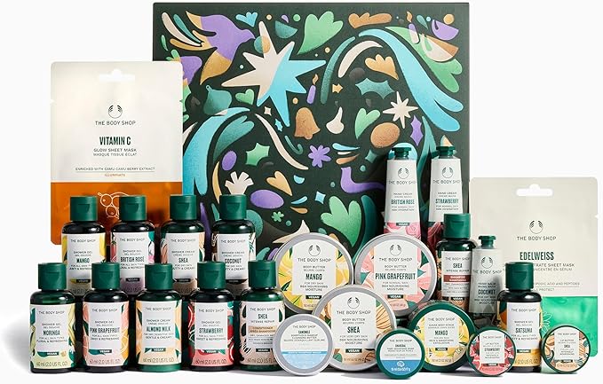 The Body Shop Classic Advent - 25 Piece Set - Bath and Body Essentials Gift Set, Vegan