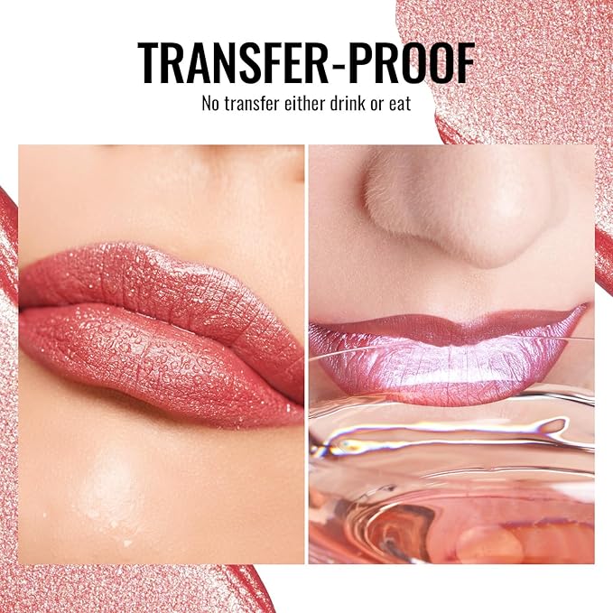 Oulac Red Lipsticks for Women Metallic Lipstick, Long Lasting Lip Gloss Waterproof, Glitter Lipstick, High Impact Lip Color, Transferproof, Vegan & Cruelty-Free Makeup MD07