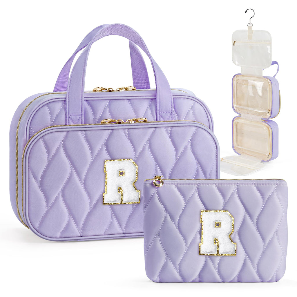 YOOLIFE Hanging Toiletry Bag for Women - Travel Toiletry Bag Makeup Bag, Portable Toiletries Cosmetic Bag, Airplane Travel Essentials Purple - R