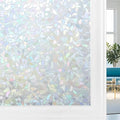 Volcanics Rainbow Window Privacy Film with Installation Tools, Decorative Stained Glass Window Film, Static Window Clings, Heat Control Window Tinting Film Stickers, Grayish Silver, 35.4 x 78.7 inches