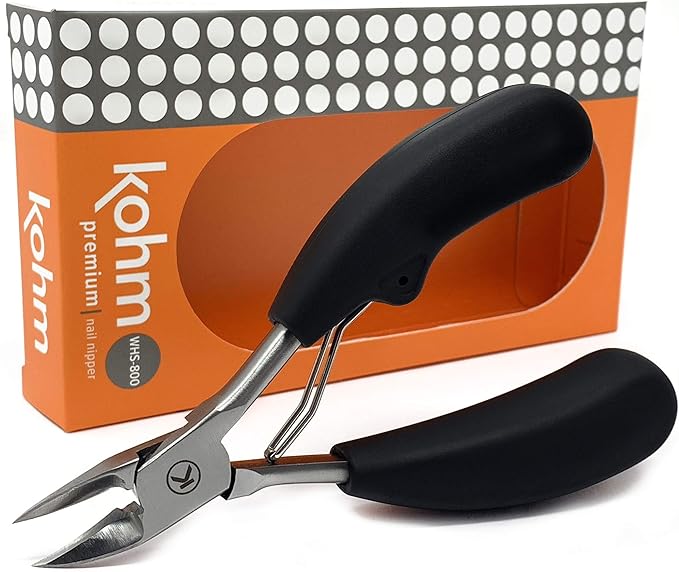 Kohm Toenail Clippers | Extra-Wide Blade & Non-Slip Grip for Thick, Ingrown & Fungal Nails | Heavy Duty Nail Cutter for Seniors, Men, Women & Pets