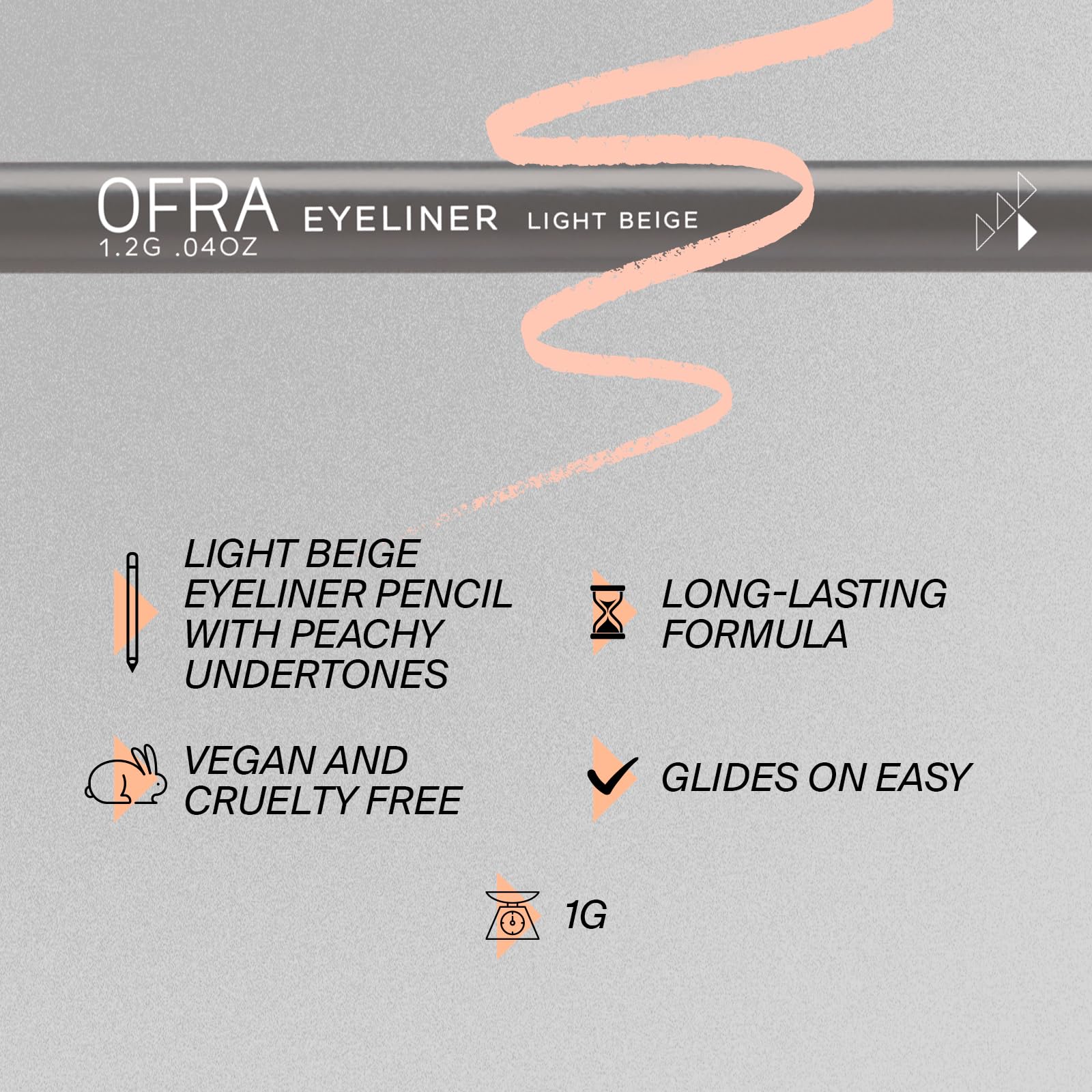 Ofra Eyeliner Pencil - Light Beige | Precision Beige for Bold, Long-Lasting Looks | Waterproof and Smudge-Proof Formula | Easy Glide Application for Intense Definition and All-Day Wear