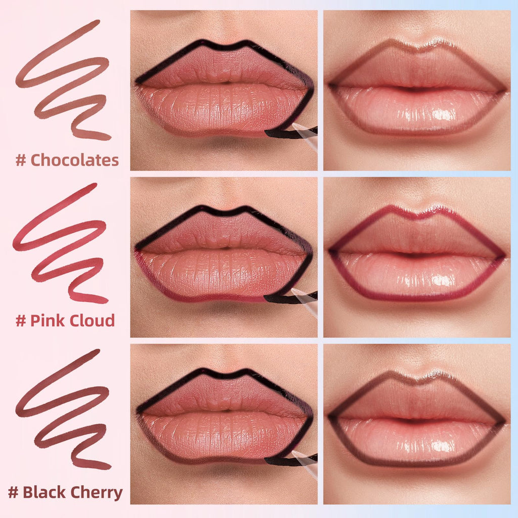 KIMUSE Peel Off Lip Stain Trio, 3 Colors Waterproof Matte Lip Tint Liner