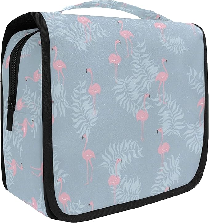 senya Hanging Travel Toiletry Bag Kit Makeup Case Cosmetics Organizer for Men Women (Tropical Flamingo)