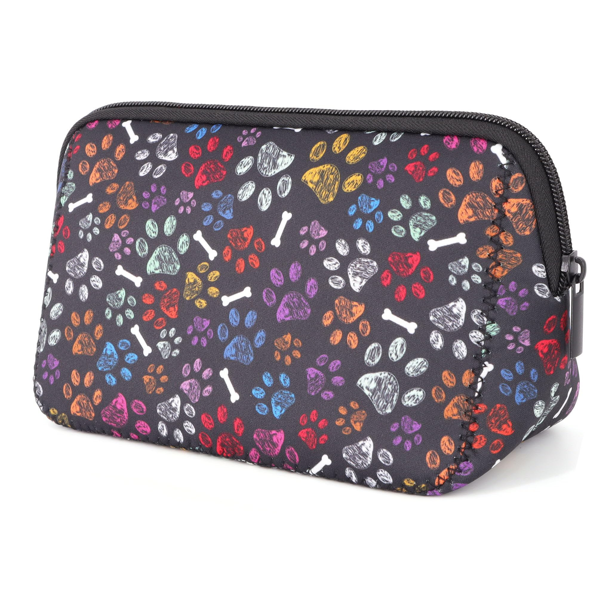 AJLTPA Waterproof Neoprene Cosmetic Bag, Paw and Bone