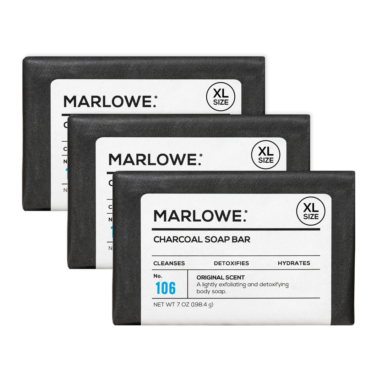 MARLOWE. Lightly Exfoliating Cleansing Soap Bar, Neroli 7 oz (3 Bars)