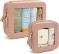 KOTORA Sunscreen Bag Clear Makeup Set,Portable Travel Toiletry Pouch Beach Vacation Essentials for Women, Vegan Leather Cosmetic Pouch Car Essentials Pink Car Accessories for Girls (Nude Pink) T