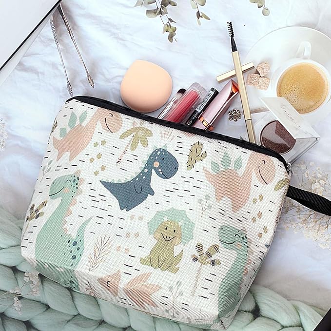 Pebarmnt Cute Animal Lovers Gifts Dinosaur Cosmetic Bag Makeup Pouch with Zipper (dinosaur)