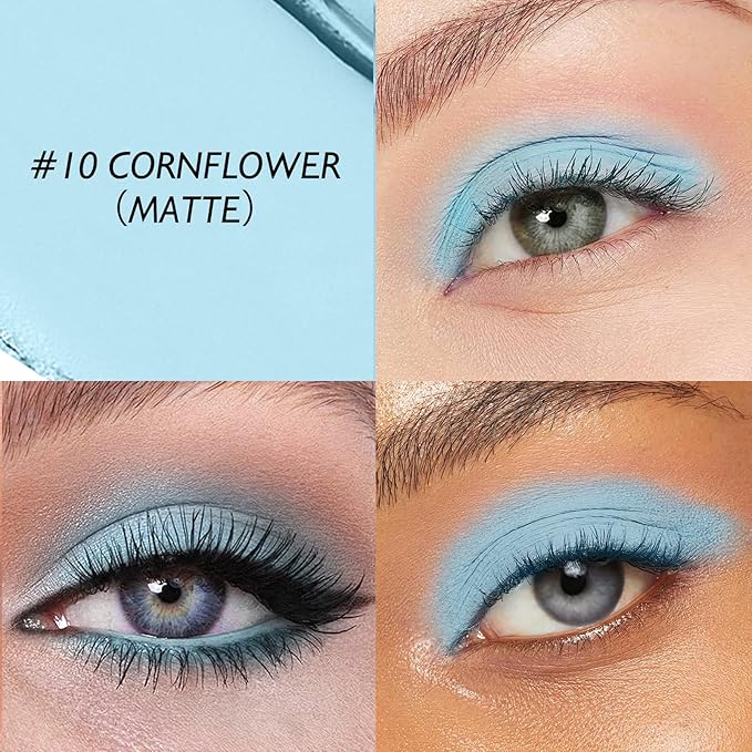 Wugbc Eyeshadow Stick Matte Eye Shadow Pencil Cream to Powder Eye Brightener Crayon Long-Lasting Single Eyeshadow Buildable & Blendable High Pigmented Eye Liner Makeup for Women, 10 CORNFLOWER