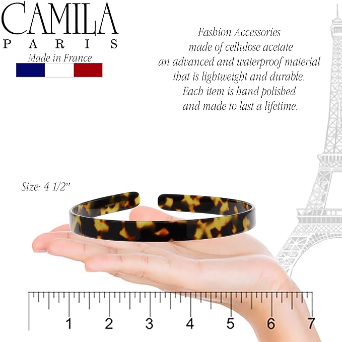Camila Paris CP2003 French Headband for Women, Handmade Tokyo, Strong Hold Grip Women's Hair Band, Ligth and Very Flexible, No Slip Durable Styling Girls Hair Accessories, Made in France