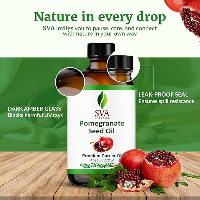 SVA Organic Pomegranate Seed Carrier Oil with Dropper, 4 Fl Oz (118 ml)