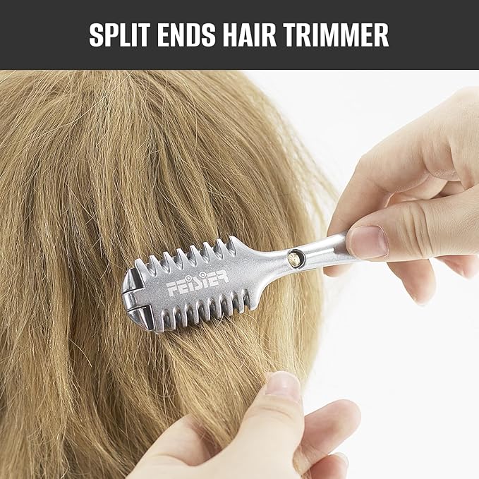 FEISIER Aluminum Double-Edge Hair Thinning Razor Comb with 10pcs Blades,Hair Texturizing Cutting Razor Comb for Thin and Thick Hair Trimming and Styling