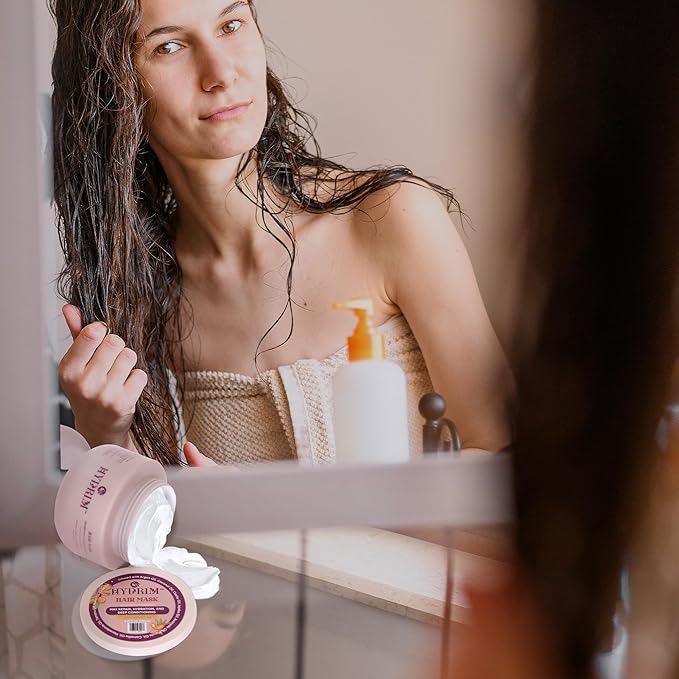 Hydrim Hydrating Deep Conditioning Hair Mask for Dry, Damaged Hair – Infused with Argan Oil & 10 Nourishing Oils, Smooths Frizz, Leaves Hair Soft & Shiny, Fresh Floral Aroma, 8.45 fl oz