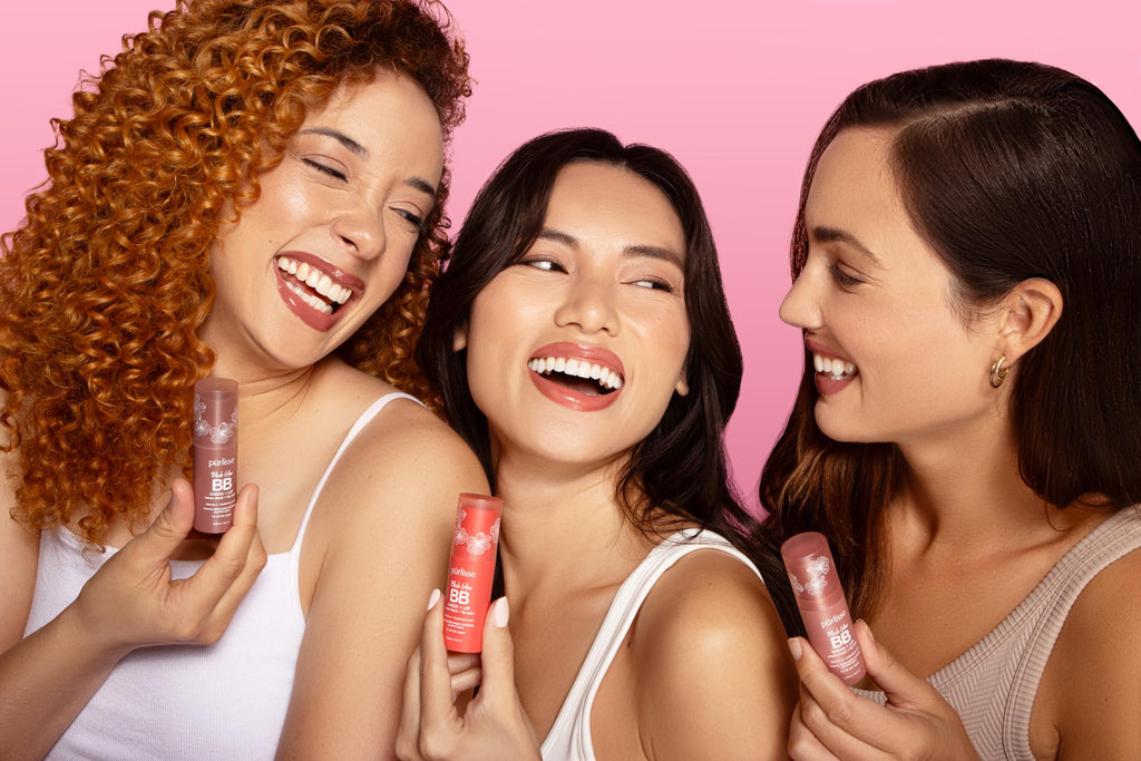 pūrlisse Blush Glow BB Lip and Cheek Tint - Hydrating & Buildable 2-in-1 Cream Blush Stick for Cheeks & Lips - Formulated with Nourishing Vitamin E & Hyaluronic Acid - Berry Bliss (.28 oz)
