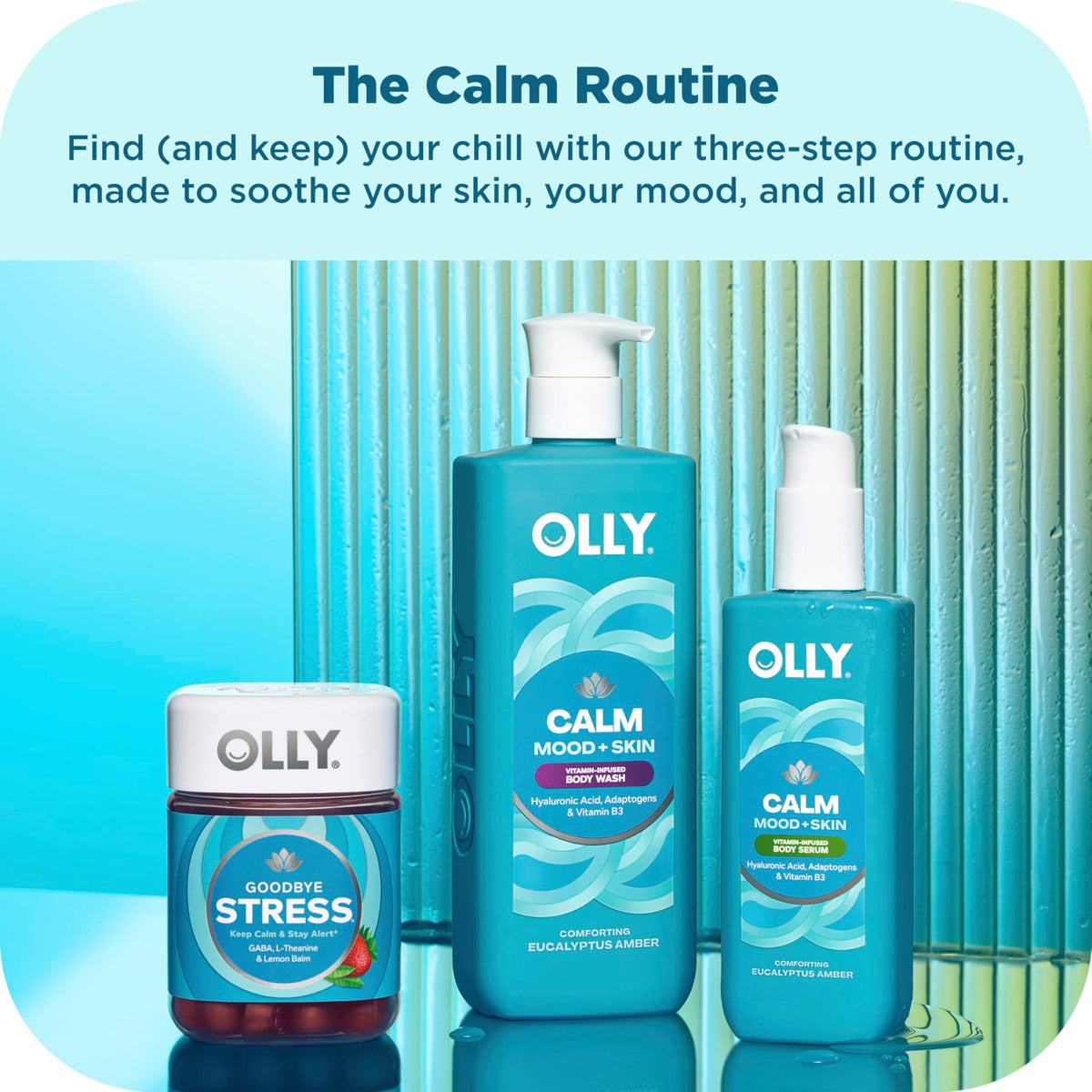 OLLY Calm Body Lotion-Serum Nourishing Cleanser Eucalyptus Amber Scent 8oz