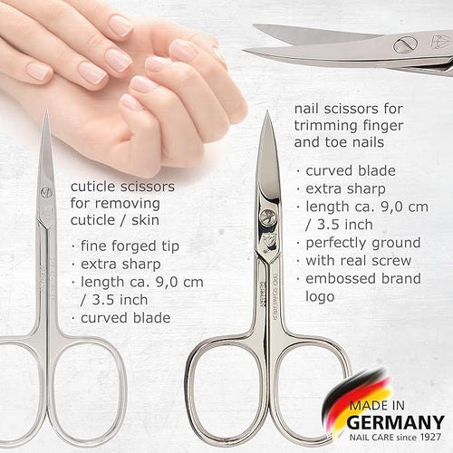 3 Swords Germany - brand quality 8 piece manicure pedicure grooming kit set for professional finger & toe nail care genuine leather case in gift box, Made in Germany