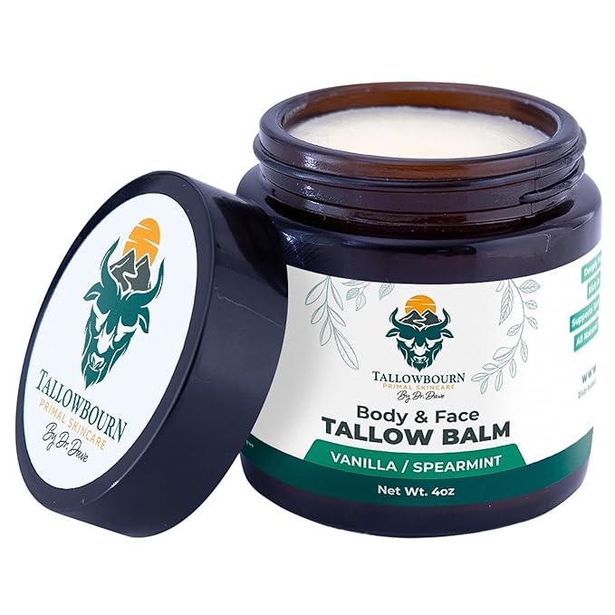 Grass-Fed Beef Tallow Balm for Face & Body - Vanilla & Spearmint - 4oz