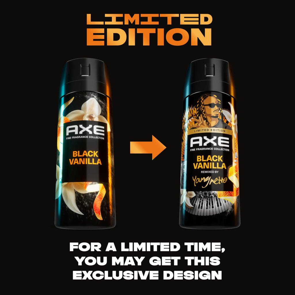 AXE Aluminium-Free Deodorant Body Spray, Travel Size, Black Vanilla 1 Pack, 72 Hour Odor Protection, Orange + Sandalwood, 1 Oz Each