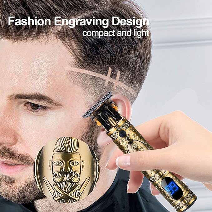 Suttik Hair Clippers for Men, Professional Hair & Beard Trimmer for Men, Mustache Trimmer T-Blade Hair Liner Edgers, Gold Knight Close-Cutting Trimmers
