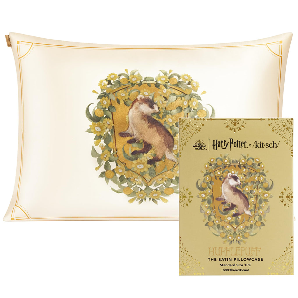 Kitsch & Harry Potter Satin Pillowcase W/Zipper - Size 19x26, Hufflepuff