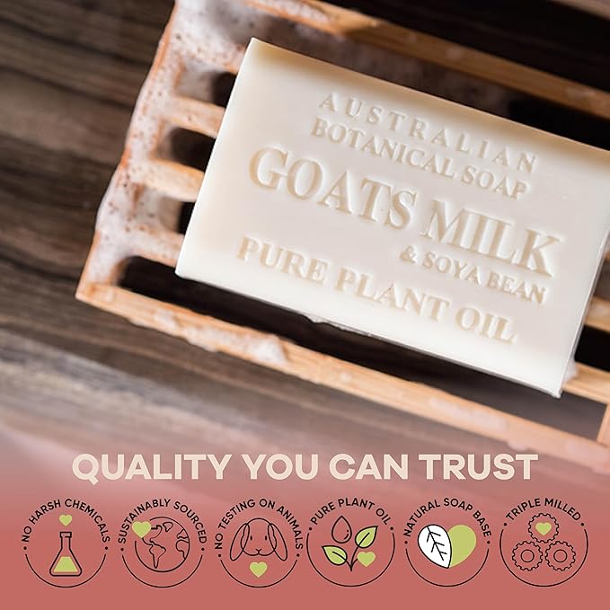 Australian Botanical Soap Variety Pack, 6.6 oz Bars – Goat Milk, Eucalyptus, Manuka Honey, Sea Salt, Pink Lychee, Lemongrass, Raspberry, Valencia Orange – Enriched with Organic Shea Butter, Pack of 8