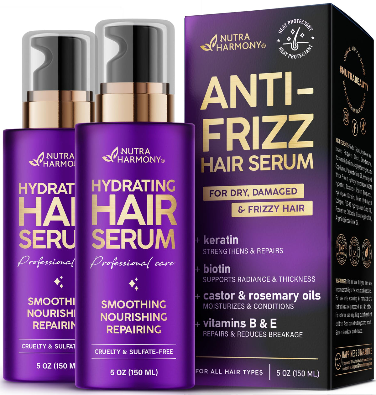 Hydrating Hair Serum for Dry & Frizzy Hair – Leave-In Split End Repair 5 oz