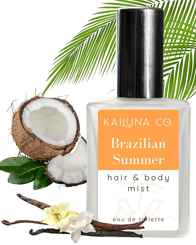 Kailuna Co. Brazilian Summer Natural Hair & Body Mist Spray Inspired by Bum Bum, Pure Essential and Fragrance Oils, Alcohol-Free, Handmade in California, 0.5Fl Oz