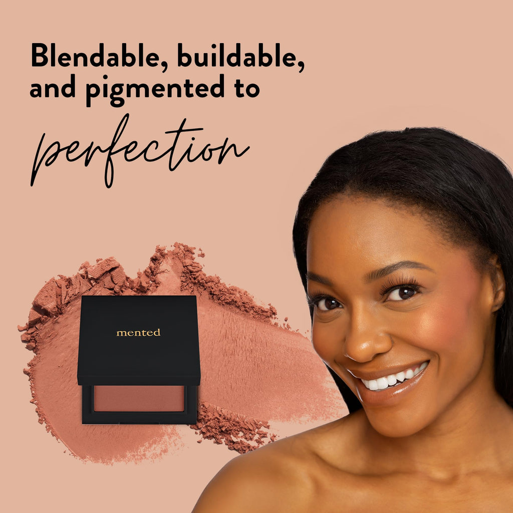 Mented Cosmetics Made in Italy, Cruelty Free Makeup, Vegan, Paraben Free, Shimmer Cheek Blush Palette for Face, Powder Face Blush for Women with Vitamin E, 0.2oz/7g, Pinky Promise