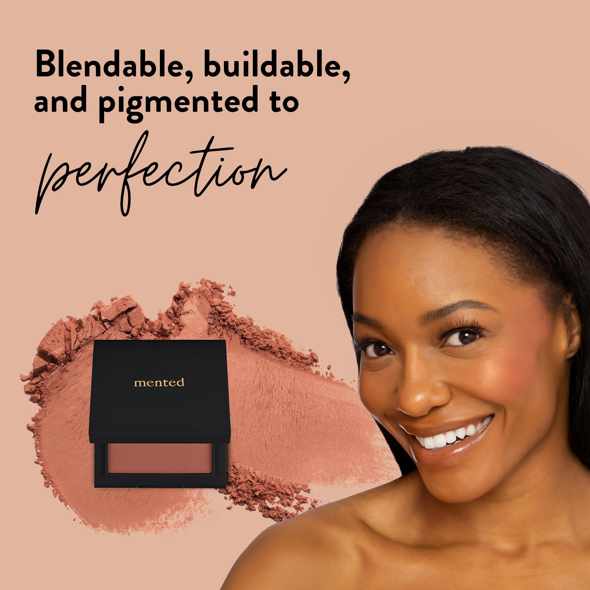 Mented Cosmetics Made in Italy, Cruelty Free Makeup, Vegan, Paraben Free, Shimmer Cheek Blush Palette for Face, Powder Face Blush for Women with Vitamin E, 0.2oz/7g, Pinky Promise