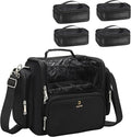 NAONAYA Makeup Brush Bag Extra Large Makeup Brush Case with 4 small bags Professional Makeup Artist Brush Holder Stand Up Organizer for Travel with Adjustable Dividers and Shoulder Strap
