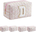 JOVAKIT Makeup Bag Cosmetic Bags for Women, Christmas Gifts for Girls Age 6-18, Alphabet Pink Floral Coquette Zipper Travel Makeup Pouch, Organizer Case Trendy Stuff (Pink Floral D)