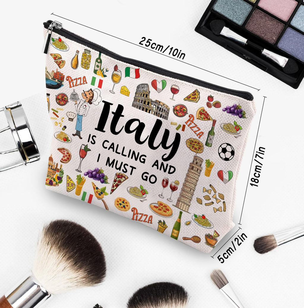 CEASQVAA Italy Travel Gift Makeup Bag, Italy Lover Themed Gifts for Traveller Women Friends, Italian Travel Trip Essentials Souvenir