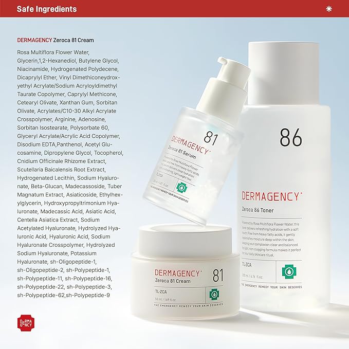 DERMAGENCY Zeroca 81 Cream | Korean Acne Cream for Sensitive & Oily Skin | Lightweight, Non-Greasy, Calming Hydration | Oil Control, Pore Refining, Cica | Fragrance-Free | K-beauty 2.02 Fl.Oz / 60ml